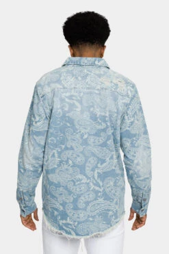 Faded Bandana Paisley Denim Overshirt -Victorious DK204 LTI 3