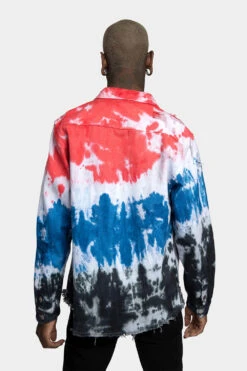 Ripped Tie Dye Denim Jacket -Victorious DK235 MTI 3