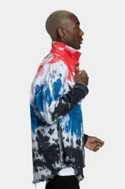 Ripped Tie Dye Denim Jacket -Victorious DK235 MTI 4