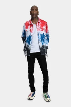 Ripped Tie Dye Denim Jacket -Victorious DK235 MTI 5