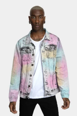 Multi Color Airbrushed Denim Jacket