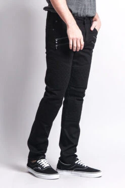Quilted Biker Jeans -Victorious DL1032 BLK 4