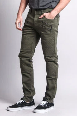 Quilted Biker Jeans -Victorious DL1032 OLV 2