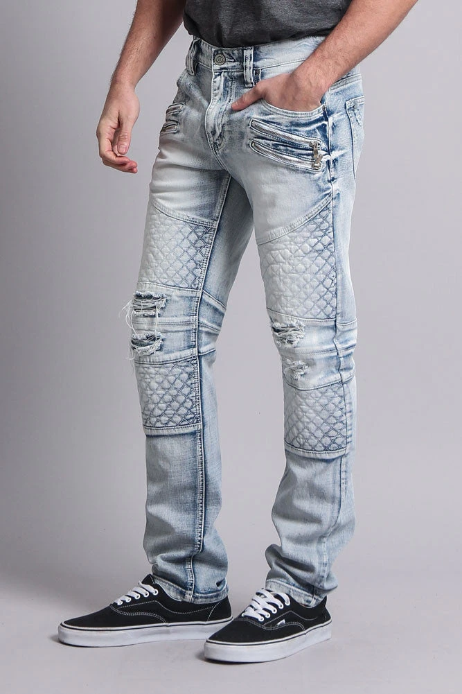 Quilted Ripped Washed Biker Jeans 4 Quilted Ripped Washed Biker Jeans - Image 2