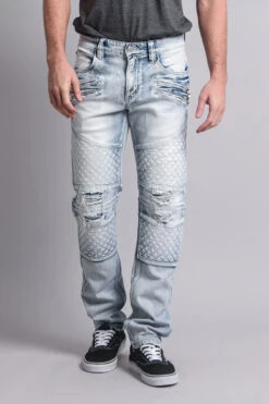 Quilted Ripped Washed Biker Jeans 11 Quilted Ripped Washed Biker Jeans -Victorious DL1033 ICE 5