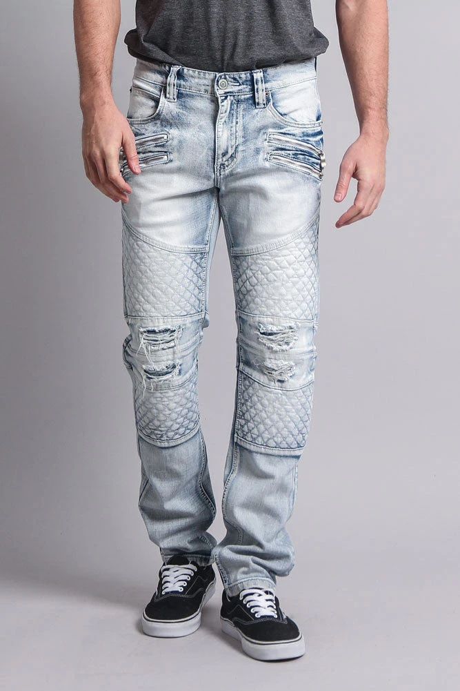 Quilted Ripped Washed Biker Jeans 7 Quilted Ripped Washed Biker Jeans - Image 5