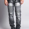 Basket Weave Biker Jeans -Victorious DL1042 BLK 1