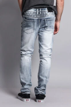 Basket Weave Biker Jeans -Victorious DL1042 ICE 3