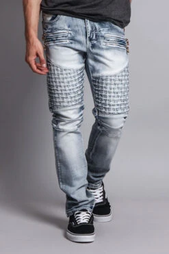 Basket Weave Biker Jeans -Victorious DL1042 ICE 5