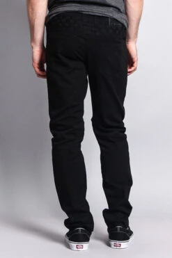 Basket Weave Biker Twill Jeans -Victorious DL1043 BLK 3