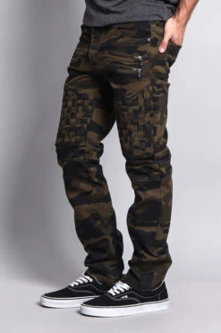 Basket Weave Biker Twill Jeans -Victorious DL1043 OCM 2