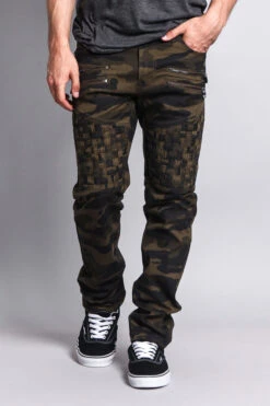 Basket Weave Biker Twill Jeans -Victorious DL1043 OCM 5