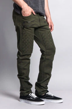 Basket Weave Biker Twill Jeans -Victorious DL1043 OLV 4
