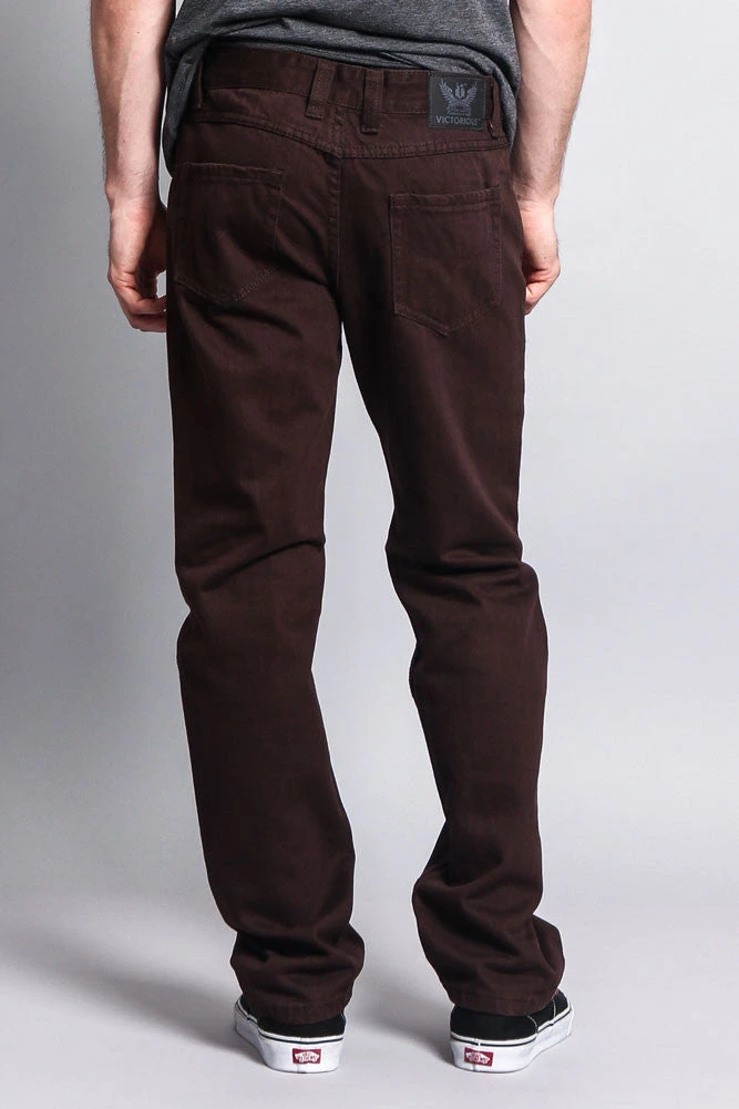 Men's Straight Fit Colored Denim Jeans (Brown) 5 Men's Straight Fit Colored Denim Jeans (Brown) - Image 3