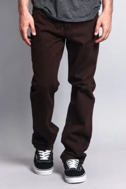 Men's Straight Fit Colored Denim Jeans (Brown) 11 Men's Straight Fit Colored Denim Jeans (Brown) -Victorious DL105 BRN 5
