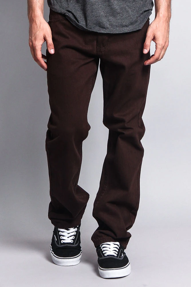 Men's Straight Fit Colored Denim Jeans (Brown) 7 Men's Straight Fit Colored Denim Jeans (Brown) - Image 5