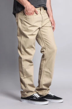 Men's Straight Fit Colored Denim Jeans (Khaki) -Victorious DL105 KHK 4