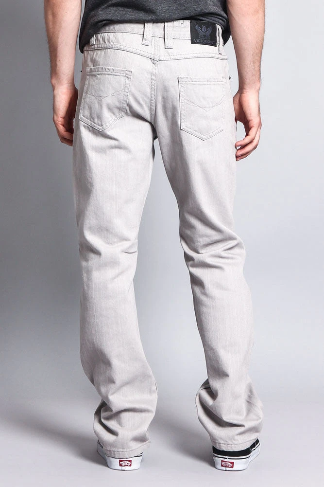 Men's Straight Fit Colored Denim Jeans (Light Grey) 5 Men's Straight Fit Colored Denim Jeans (Light Grey) - Image 3