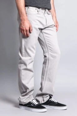 Men's Straight Fit Colored Denim Jeans (Light Grey) 10 Men's Straight Fit Colored Denim Jeans (Light Grey) -Victorious DL105 LGY 4