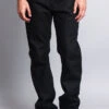 Men's Straight Fit Raw Denim Jeans (Raw Black)