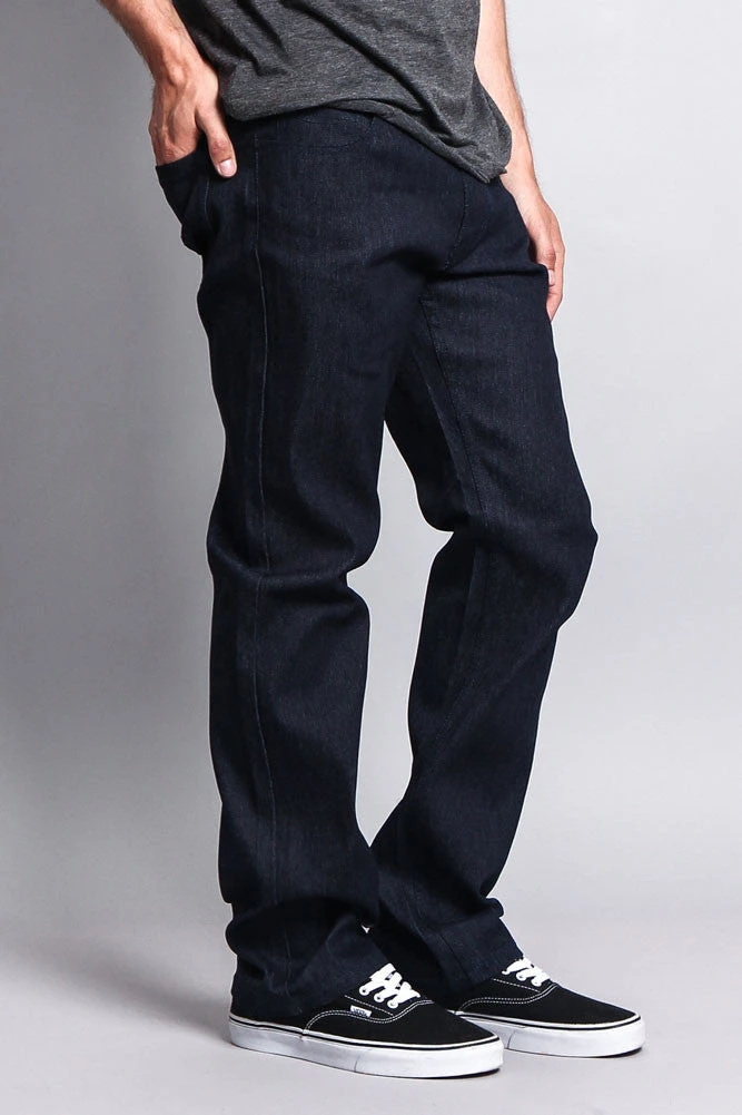 Men's Straight Fit Raw Denim Jeans (Raw Indigo) 6 Men's Straight Fit Raw Denim Jeans (Raw Indigo) - Image 4