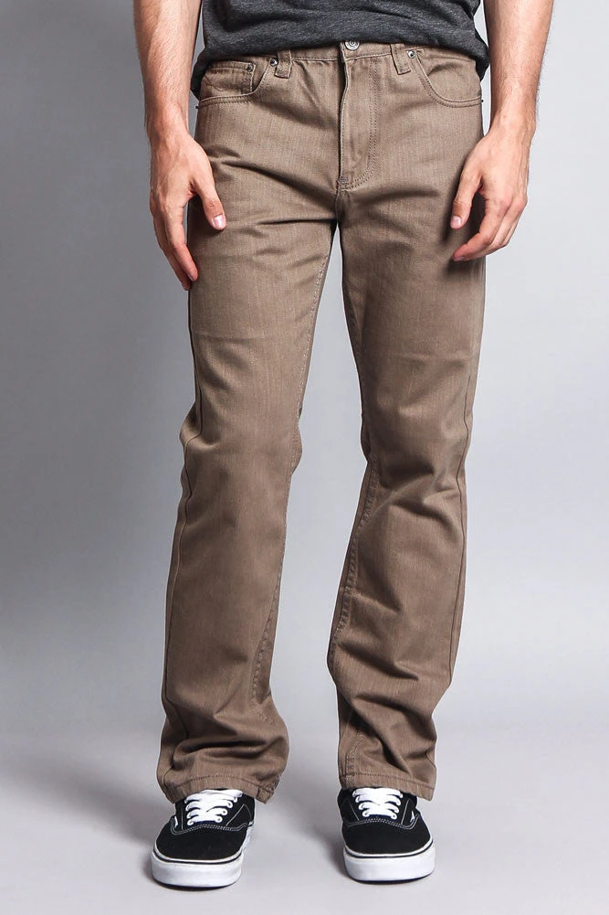 Men's Straight Fit Colored Denim Jeans (Taupe) 3 Men's Straight Fit Colored Denim Jeans (Taupe)