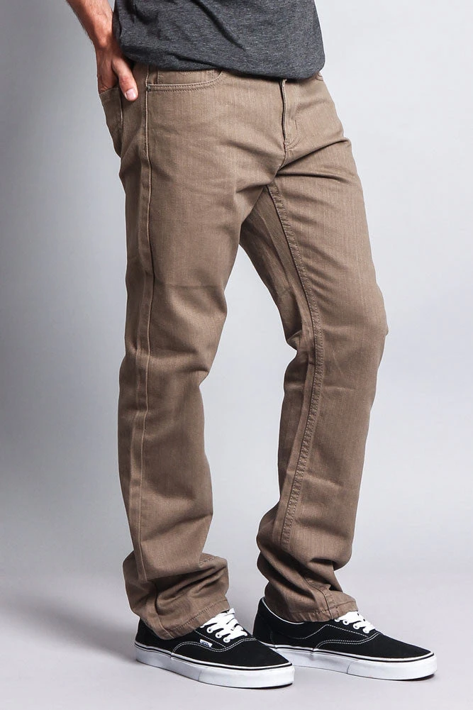 Men's Straight Fit Colored Denim Jeans (Taupe) 6 Men's Straight Fit Colored Denim Jeans (Taupe) - Image 4