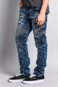 Stain Wash Biker Denim Jeans -Victorious DL1052 IND 2