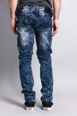 Stain Wash Biker Denim Jeans -Victorious DL1052 IND 3