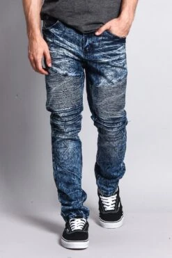 Stain Wash Biker Denim Jeans -Victorious DL1052 IND 5