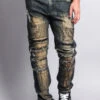 Zipper Cut Grease Wash Biker Jeans -Victorious DL1054 VIN 5