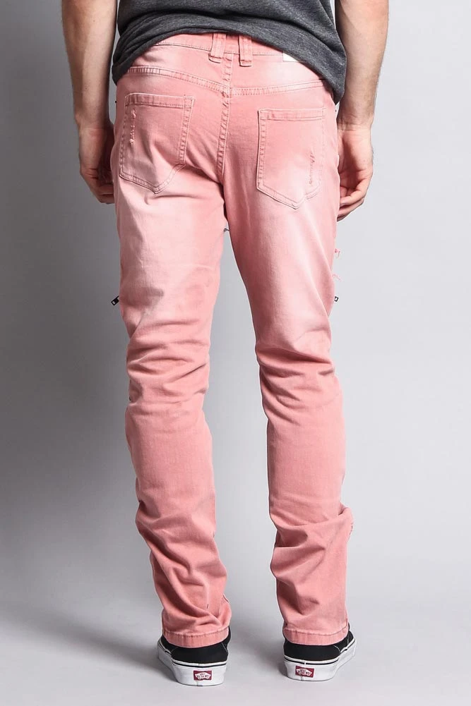 Faded Zipper Cut Distressed Knee Biker Denim Jeans 10 Faded Zipper Cut Distressed Knee Biker Denim Jeans - Image 8