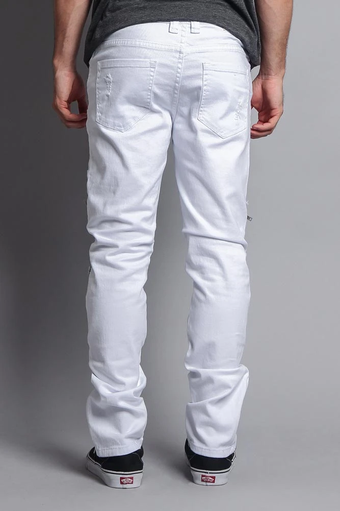 Faded Zipper Cut Distressed Knee Biker Denim Jeans 20 Faded Zipper Cut Distressed Knee Biker Denim Jeans - Image 18