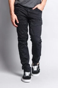 Men's Front Cargo Pants -Victorious DL1076 BLK 5