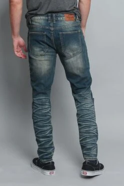 Creased Biker Denim Jeans -Victorious DL1083 VIN 3