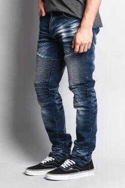 Men's Washed Biker Twill Denim Jeans -Victorious DL1084 IND 2