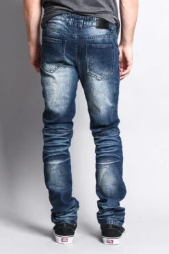 Men's Washed Biker Twill Denim Jeans -Victorious DL1084 IND 3