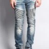 Men's Washed Biker Twill Denim Jeans