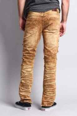 Distressed Acid Washed Biker Slim Jeans -Victorious DL1115 DKW 3