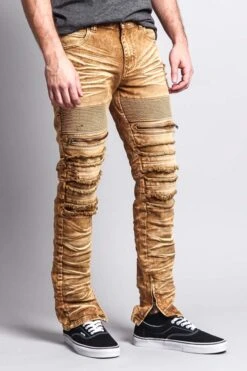 Distressed Acid Washed Biker Slim Jeans -Victorious DL1115 DKW 4