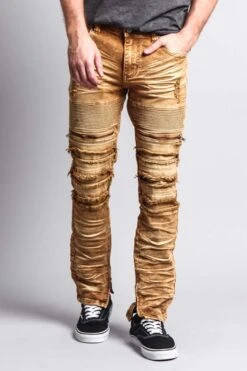 Distressed Acid Washed Biker Slim Jeans -Victorious DL1115 DKW 5