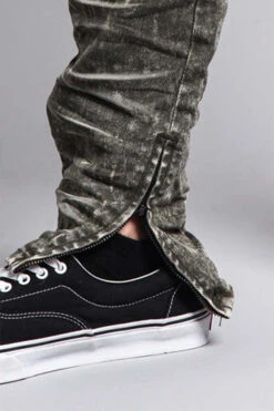 Distressed Acid Washed Biker Slim Jeans -Victorious DL1115 OLV 6