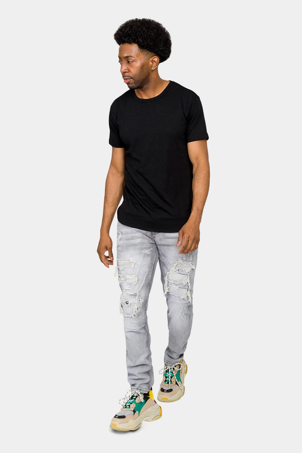 Faded Ripped Repair Denim Jeans 7 Faded Ripped Repair Denim Jeans - Image 5