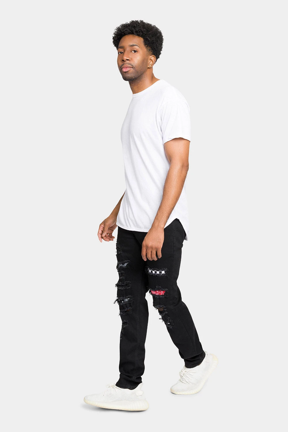 Distressed Patterned Patchwork Denim Jeans 7 Distressed Patterned Patchwork Denim Jeans - Image 5