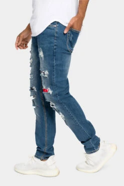 Distressed Patterned Patchwork Denim Jeans 23 Distressed Patterned Patchwork Denim Jeans -Victorious DL1134 IND 2