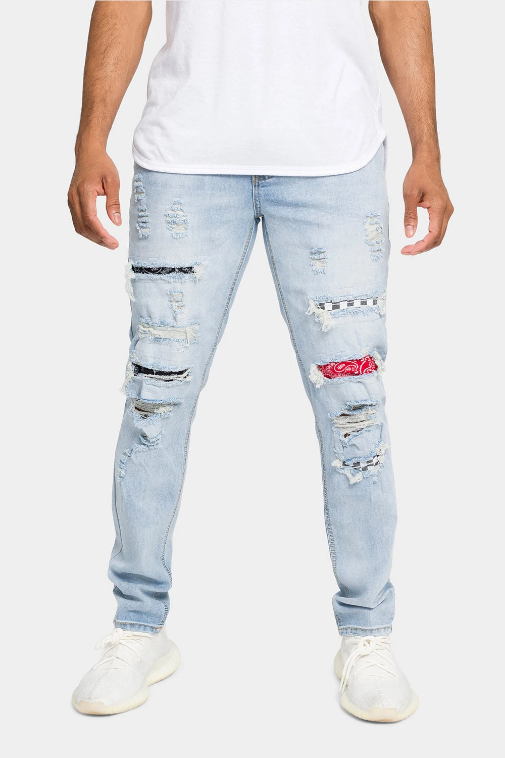Distressed Patterned Patchwork Denim Jeans 13 Distressed Patterned Patchwork Denim Jeans - Image 11
