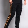Men's Distressed Double Striped Skinny Jeans -Victorious DL1140 BLG 4