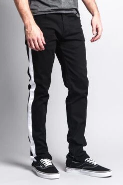 Men's Solid Side Striped Pants With Zipper -Victorious DL1146 BWT 4