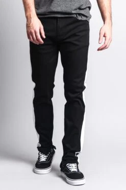 Men's Solid Side Striped Pants With Zipper -Victorious DL1146 BWT 5