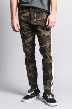 Men's Solid Side Striped Pants With Zipper -Victorious DL1146 CMW 1